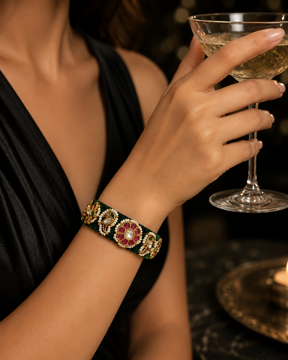 Noor Bracelet - Emerald Green Valvet Lotus