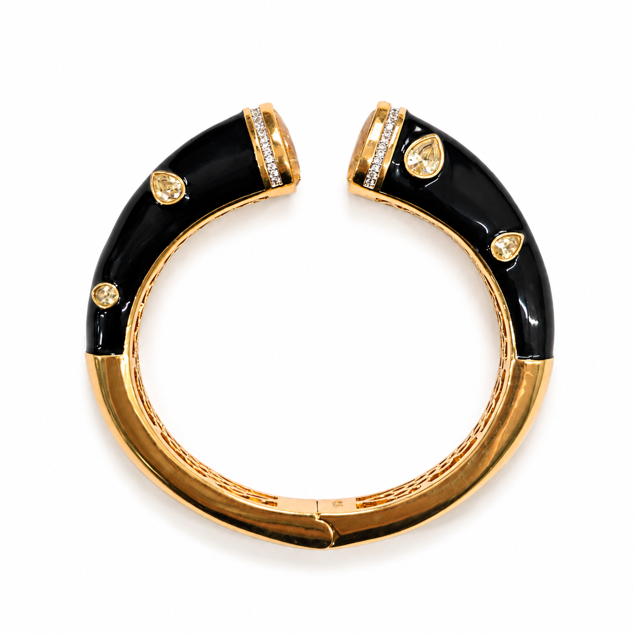 Black Lacquer Cuff - Champagne Stone