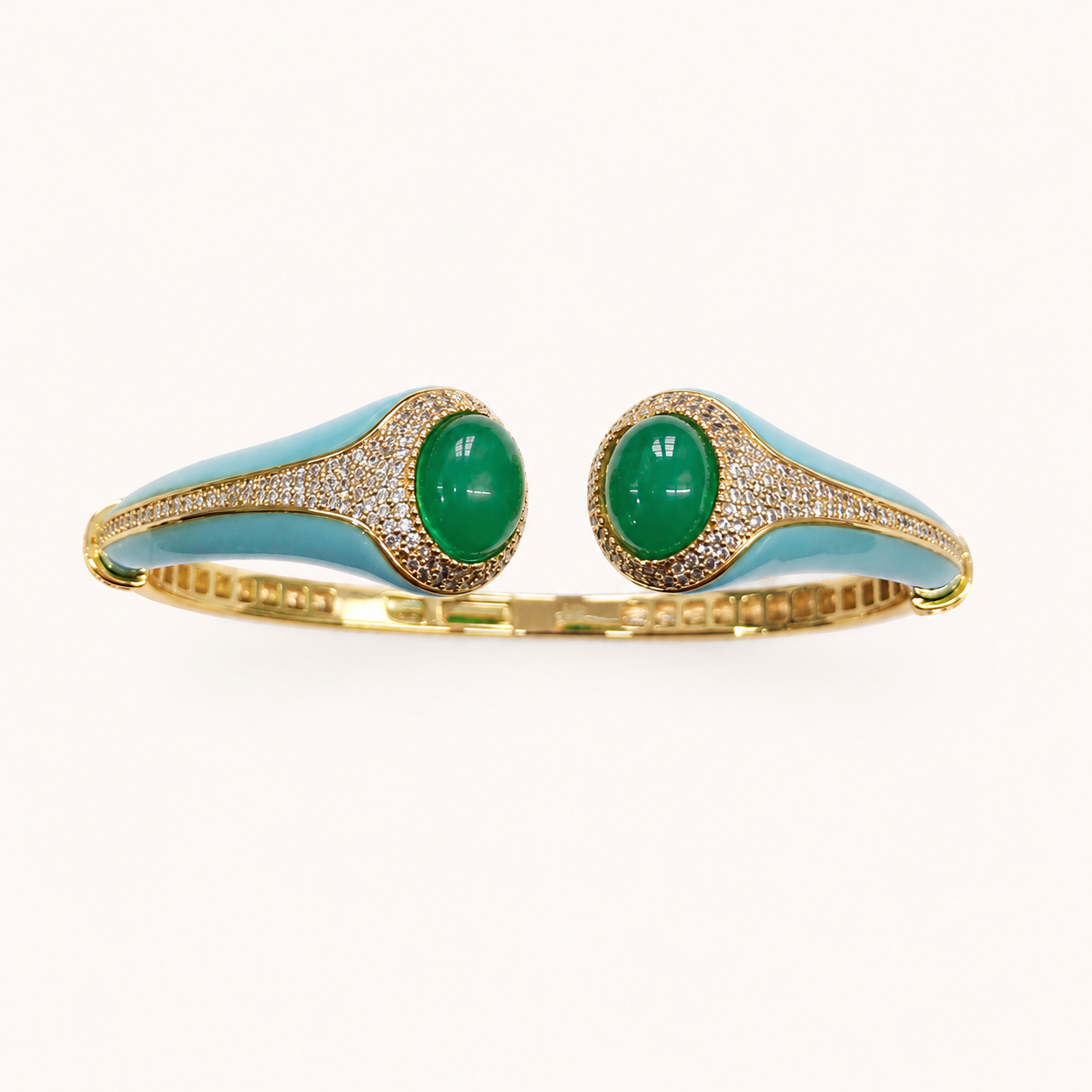 Turquoise Lacquer Cuff - Emerald Stone