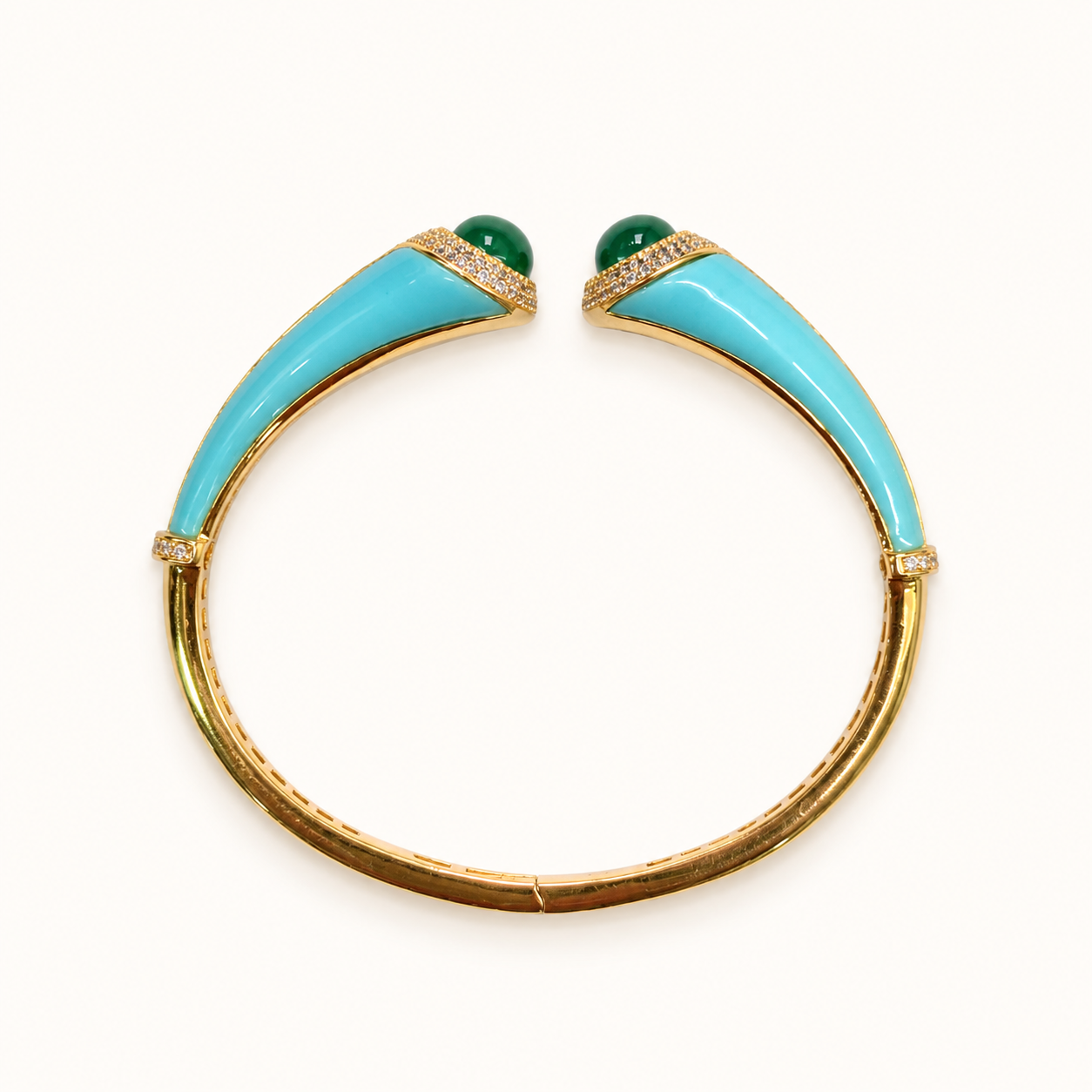 Turquoise Lacquer Cuff - Emerald Stone
