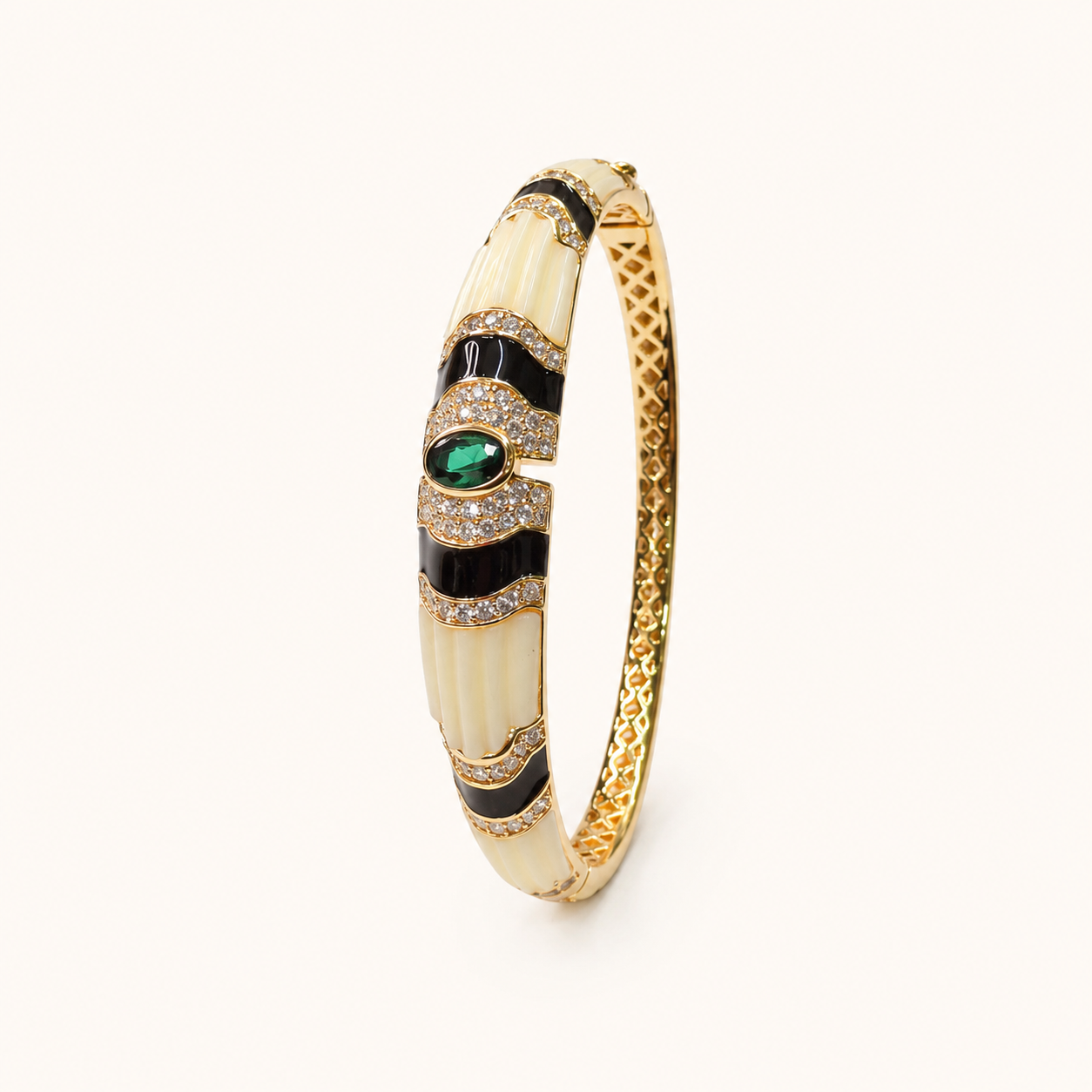 Ivory and Black Lacquer Cuff