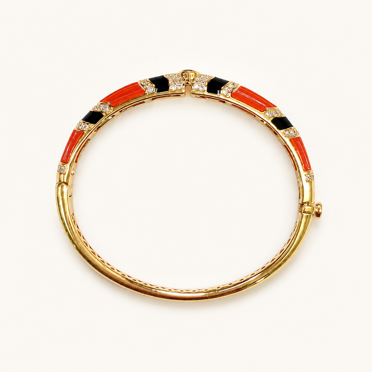Coral and Black Lacquer Cuff