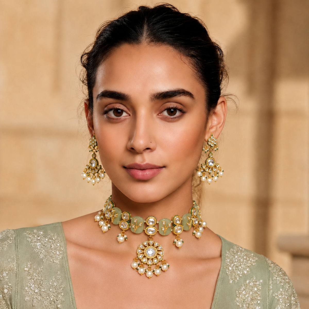 Meher Collection - Pearl & Mint Bagh Set