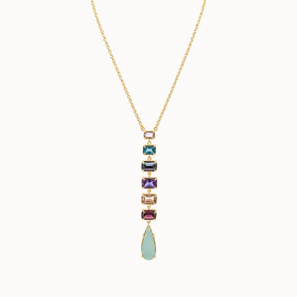 Multicolor Gemstone Drop Necklace