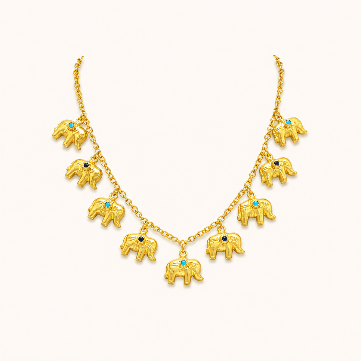 Elephant & Stone Chain Necklace