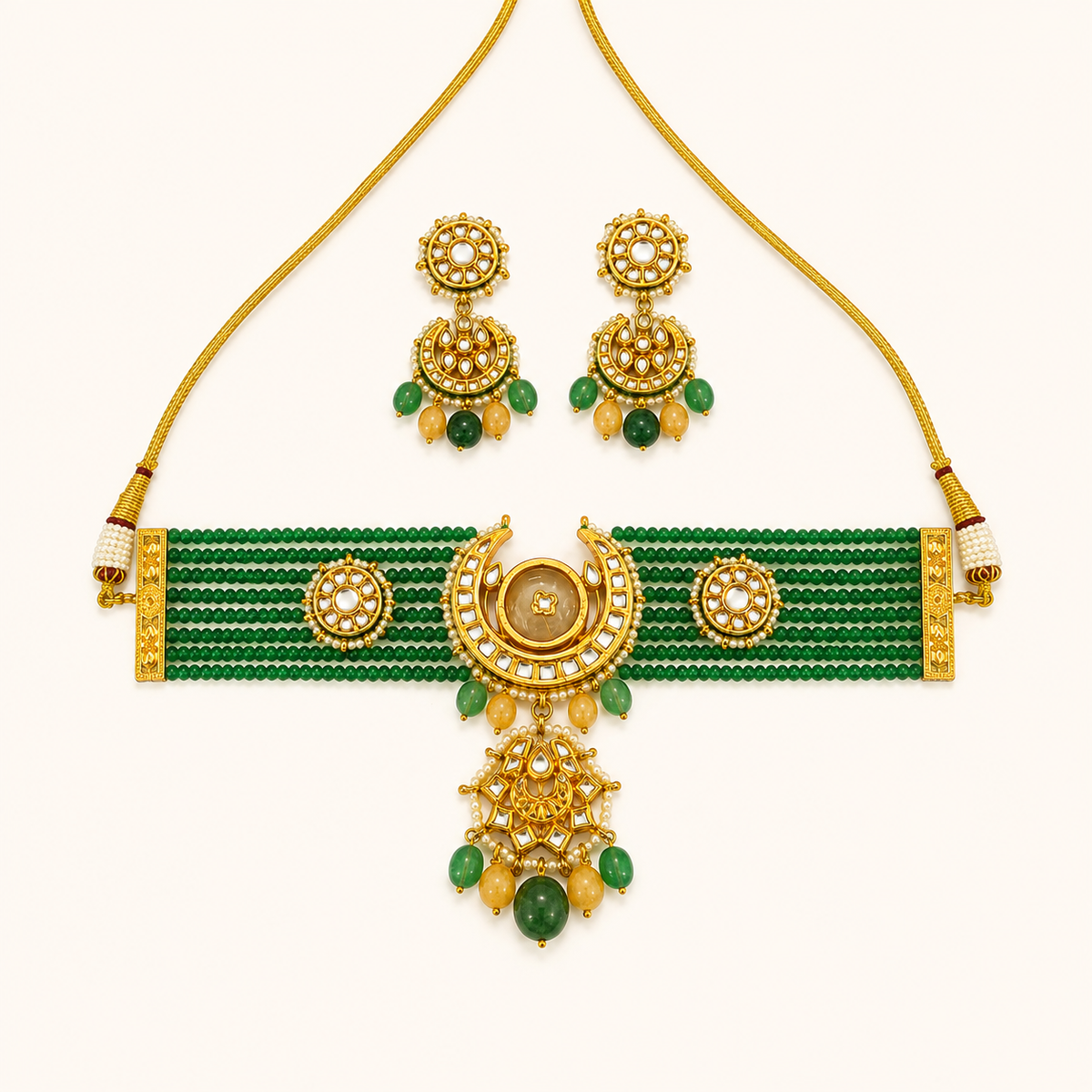 Meher Collection - Emerald Beads Chand Choker