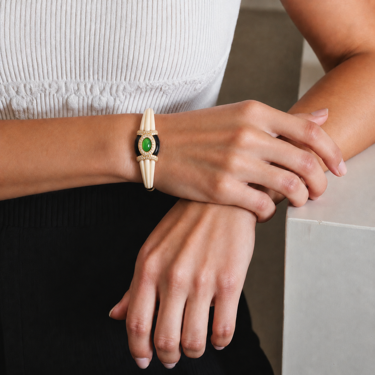 Lacquer and Ivory Cuff