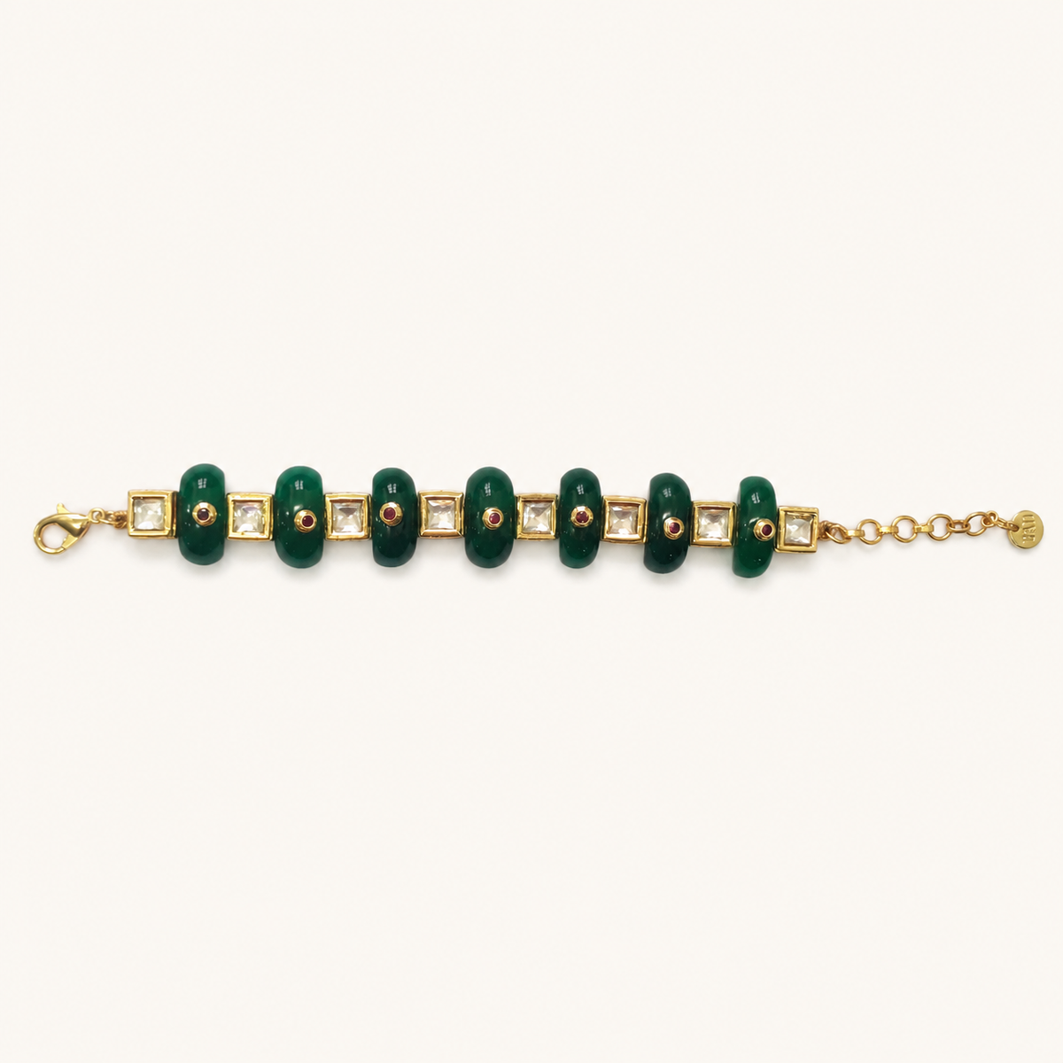 Gajra Bracelet Emerald Green & Kundan