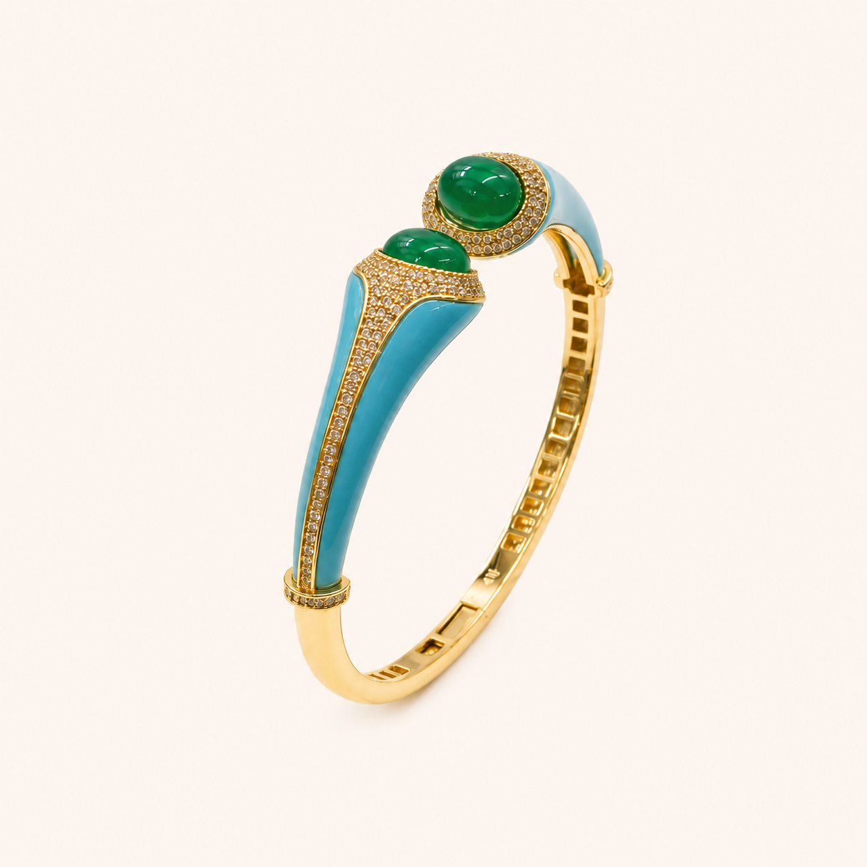 Turquoise Lacquer Cuff - Emerald Stone