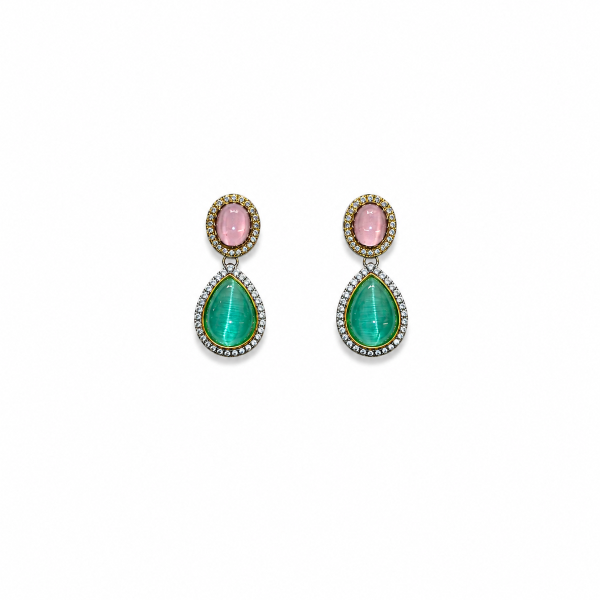 Celestial Drop Necklace - Mint /Pink