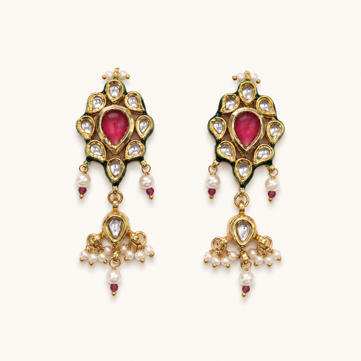 MEHER COLLECTION - NAVRATNA DROP EMERALD BEADS