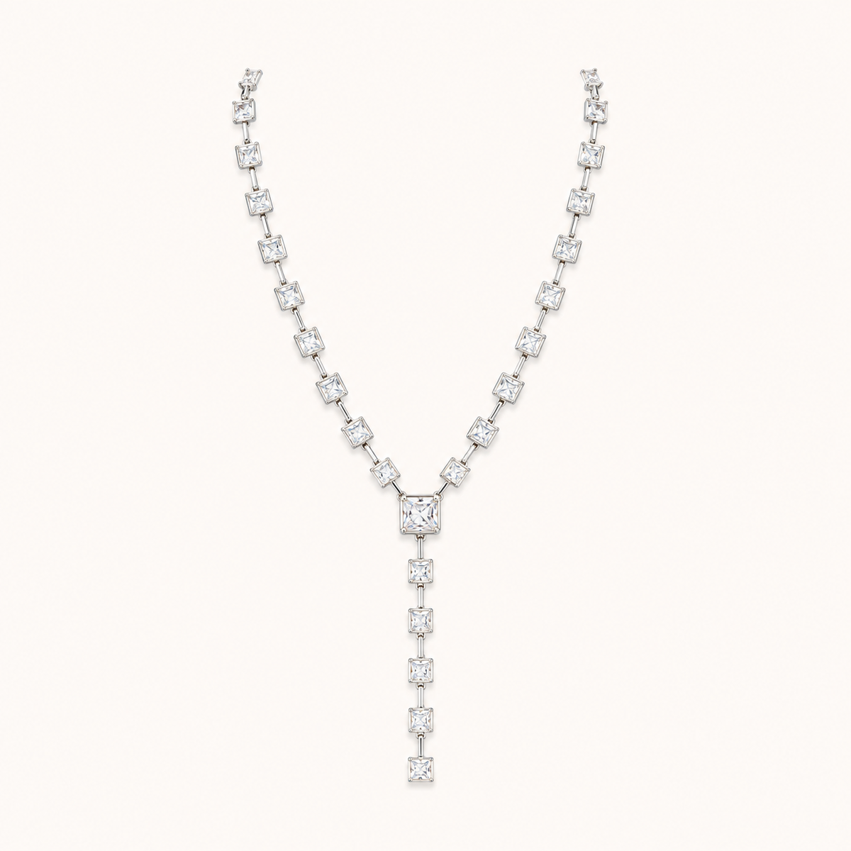 Lustre Lariat - White/ Silver